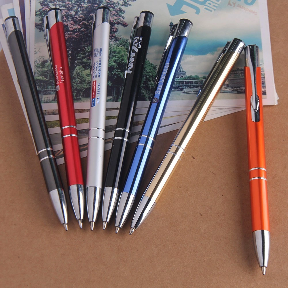 Click Metal Aluminum Ballpoint Pen with Laser Engraving Logo Business Promotion Gift