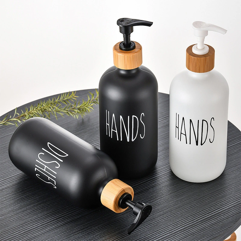 Ready Stock 16oz Glass Containers Cosmetic Hand Sop Bottles Amazon Sale Matt Black Shampoo Lotion Bottle with Pump Dispenser Head and Customized Labelling