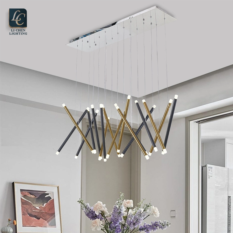 Modern Ceiling Hanging Aluminum Acrylic Chandelier Restaurant LED Pendant Lamp