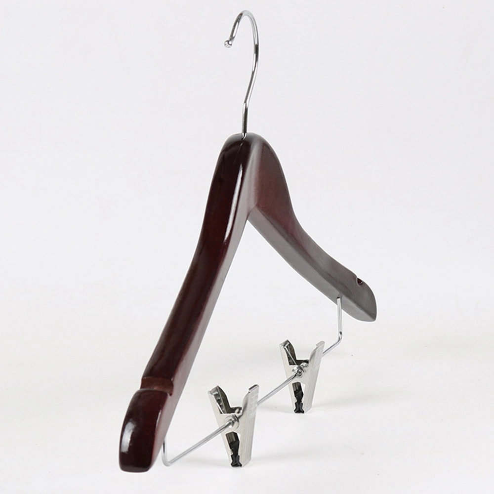 Hotel Hangers: Guestroom Dark Cherry Wooden Top Clothes Hangers of High quality/High cost performance  with Bar for Men's/Women's Coats and Shirts