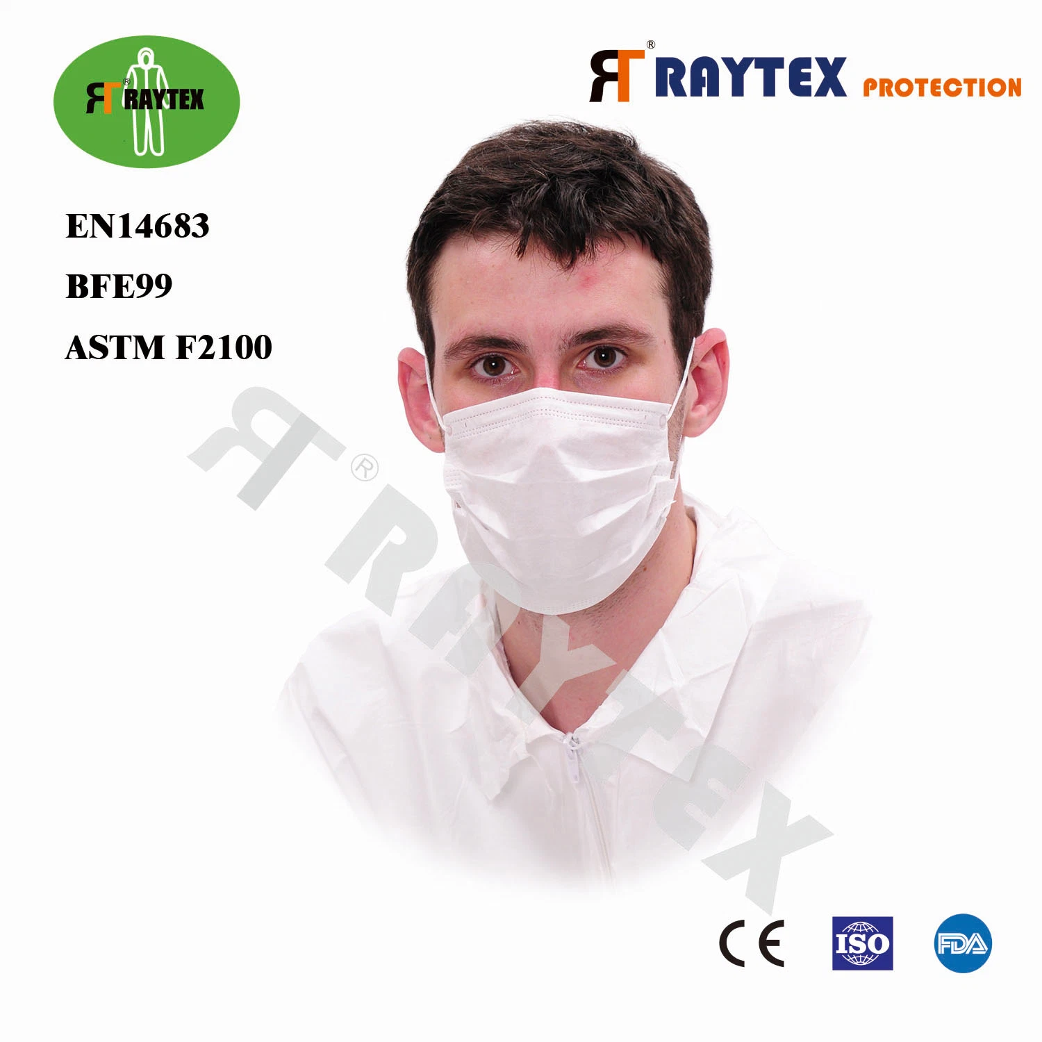 Blue and White Earloop Disposbale PP Nonwoven Anti Virus Face Mask Type II R