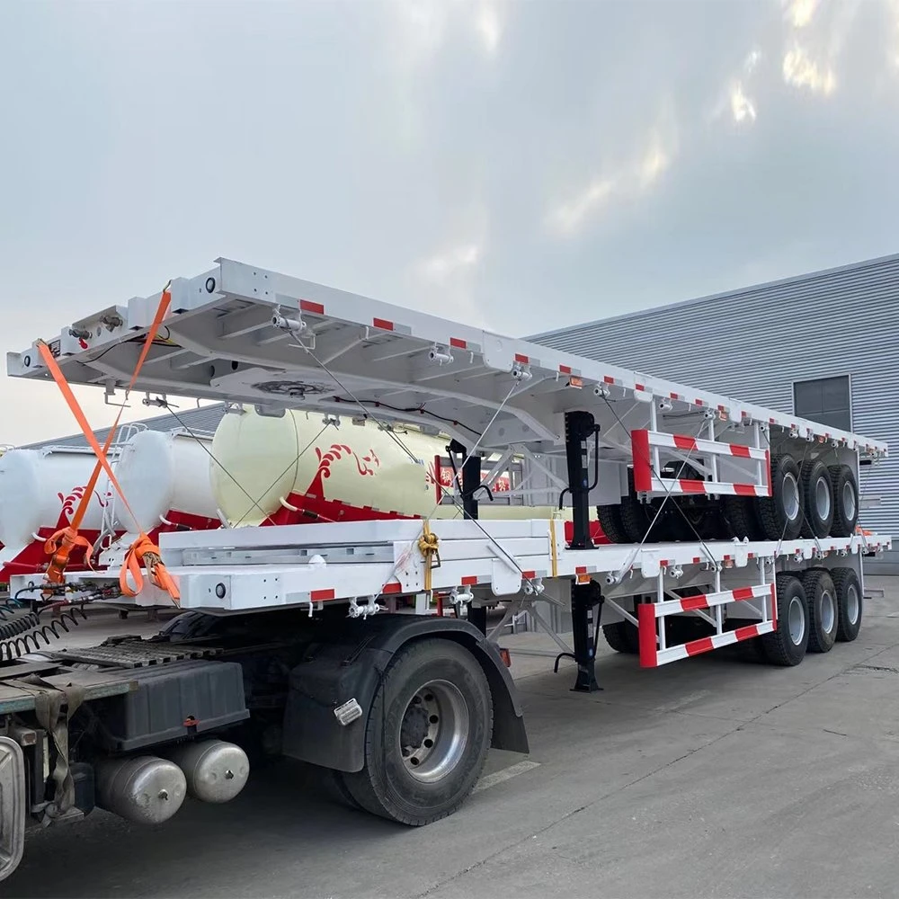 Nouvelle remorque semi-remorque à 3 essieux de 40 pieds, 40 tonnes, châssis squelette, remorque plate-forme de conteneur pour camion tracteur d'occasion