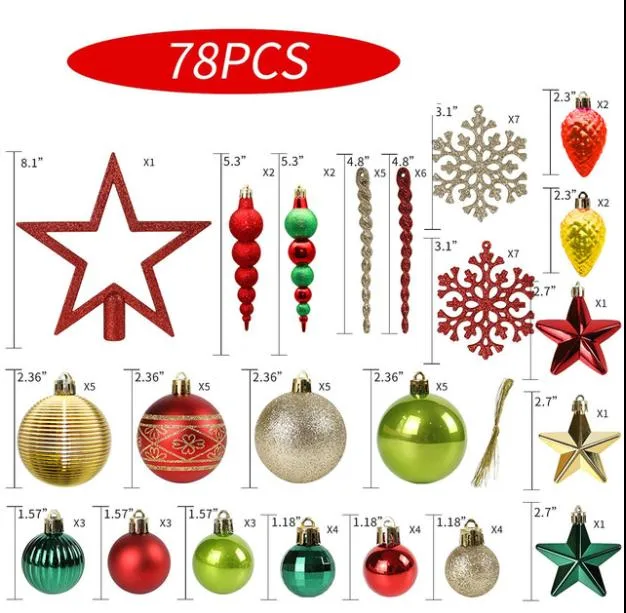 Christmas Ball Set with Christmas Painting Gift Bag Ball Christmas Tree Decoration