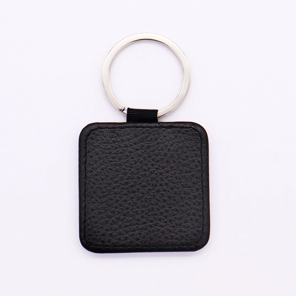 PU Leather Heat Transfer Printing Square Wrapped Keychain Promotioanl Gift