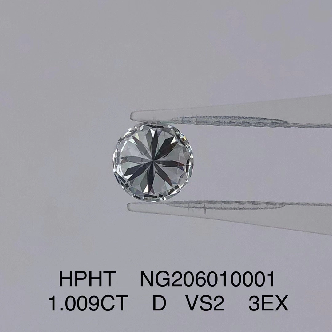 Messi Gems Stock de fábrica 1.009CT D VS2 3ex Hpht Round Laboratório Natural Loose Grown Diamond