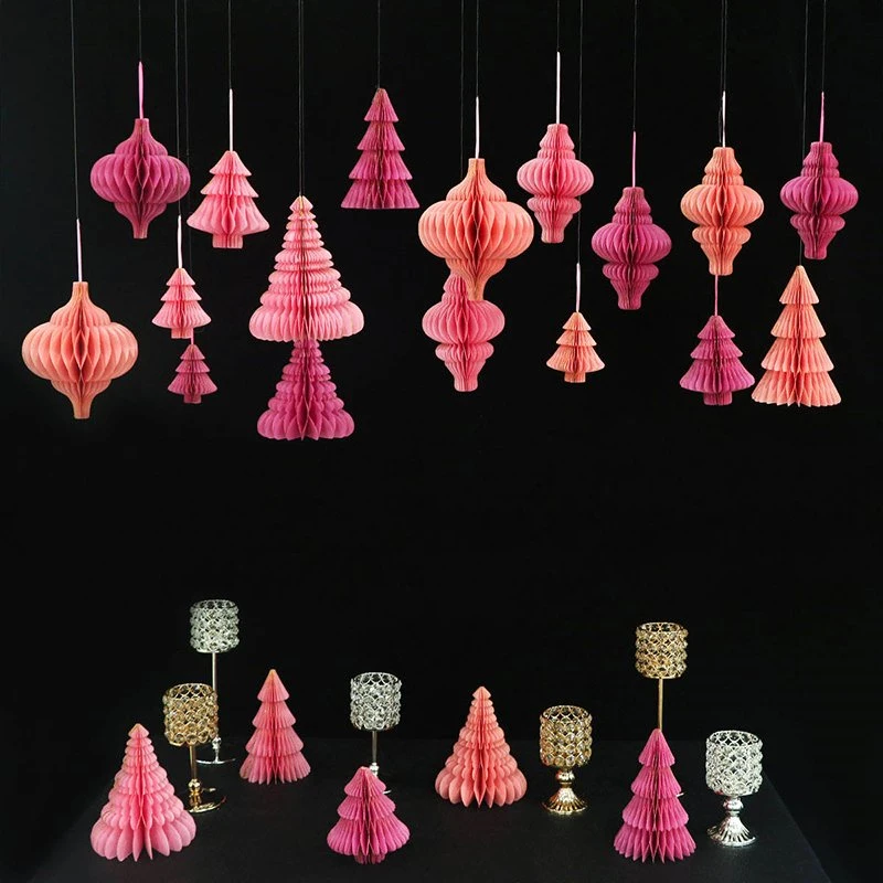 Wholesale/Supplier Paper Honeycomb Decorations Christmas Paper Baubles Christmas Tree Ornaments Window Display