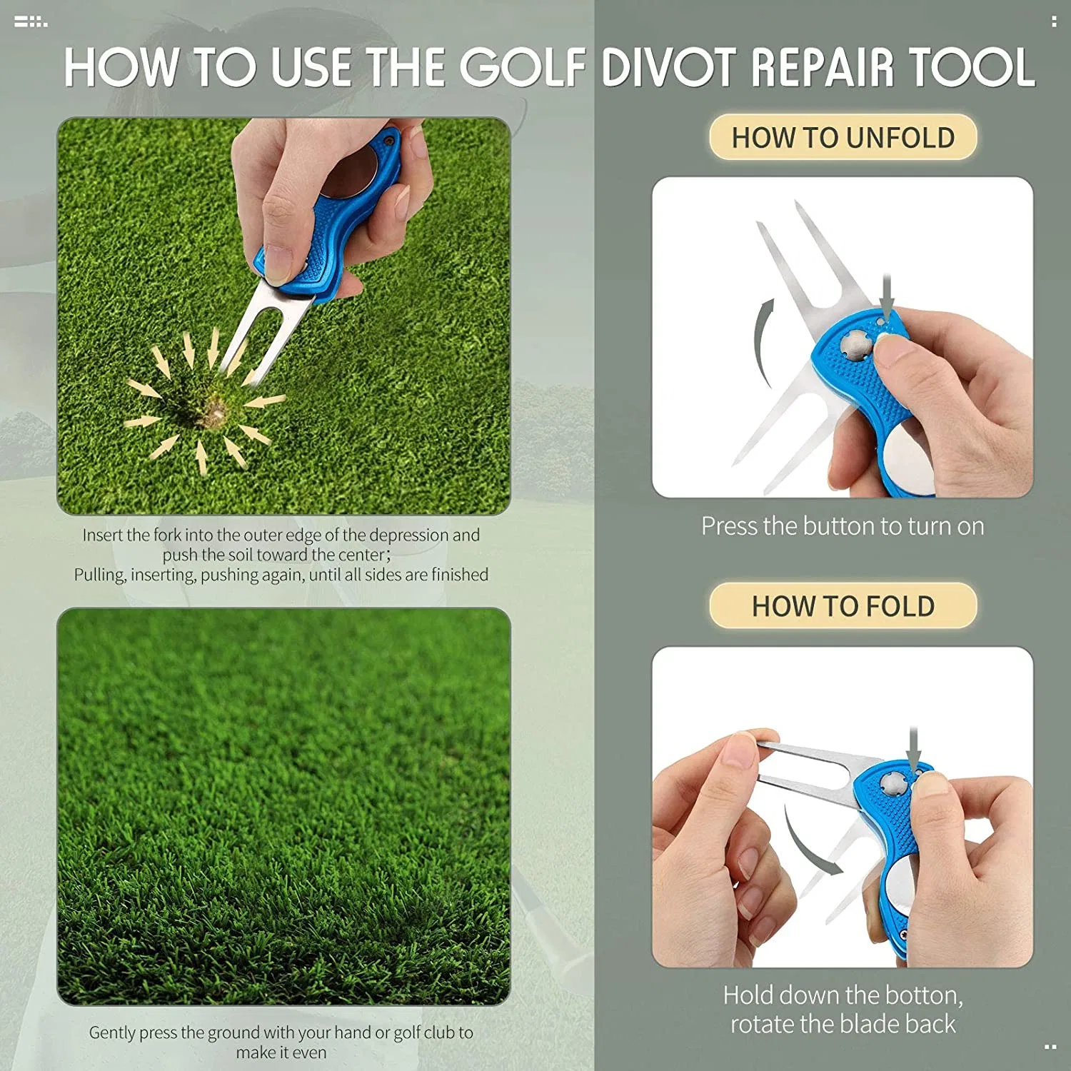 Golf Divot Aluminum Handle Golf Repair Divot Tool Golf Divot Tool High quality/High cost performance 