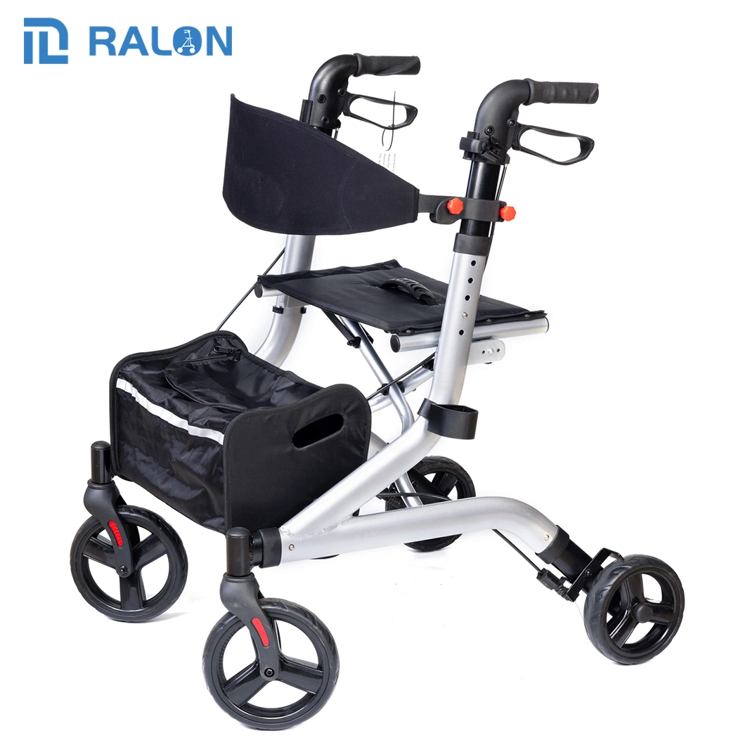 Wholesale/Supplier Hot Sales 8 Inch PVC Wheels Adjustable Aluminum Shopping Rollator with Seat