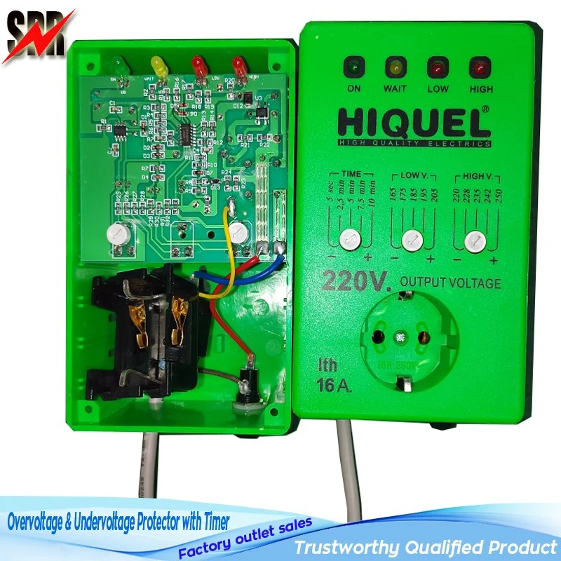 Hiq-Es-16 16A 3500W 220V/230V 50Hz protector contra sobretensiones y baja tensión con temporizador