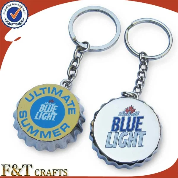 Custom Logo Metal Bottle Opener Cap Keychain with Opener Back