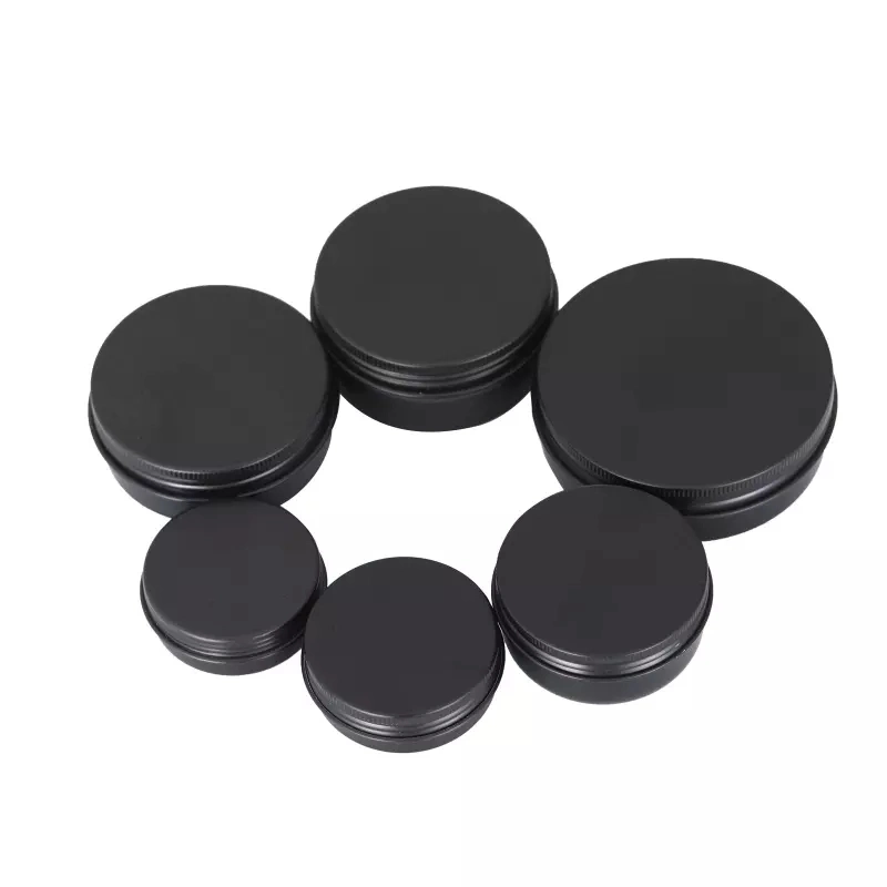 2 Oz 4 oz 8 oz pots en plastique PET transparent face droite bocaux W/ bordée d'aluminium lisse noir bordée Jar Jar 12 OZ 16 OZ