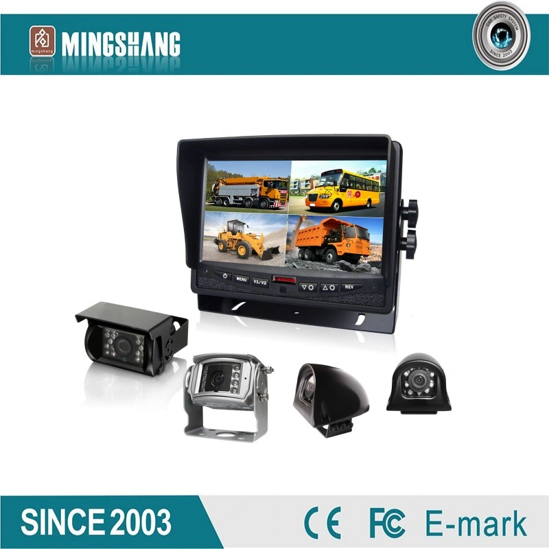 7inch Split Quad Rear View Camera Backup Car Monitor for Bus, Truck