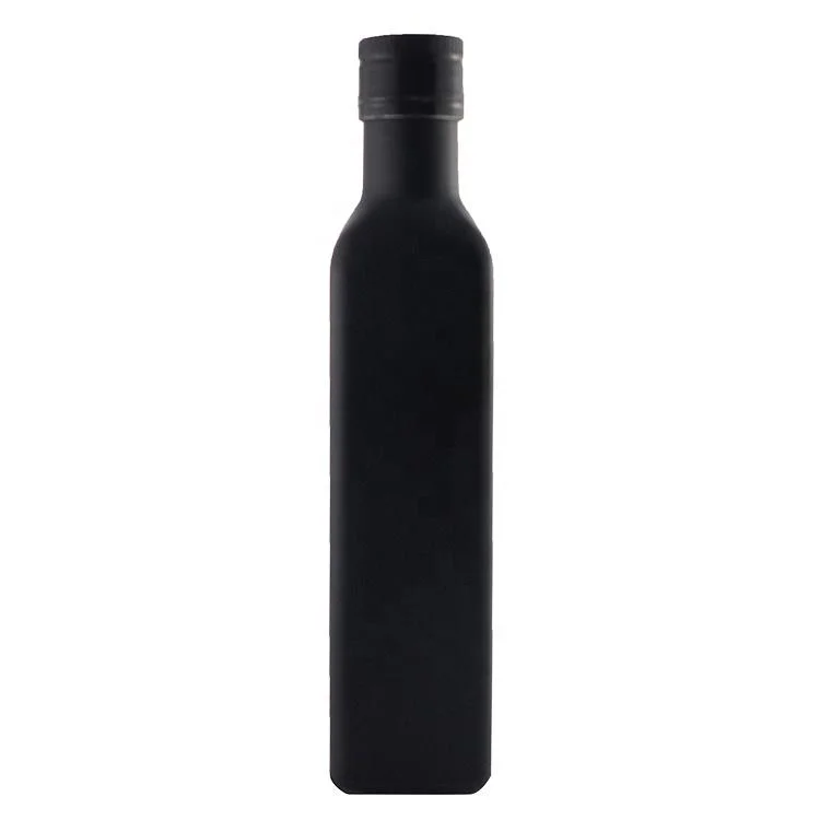 Custom Design Matte Black Olive Oil Bottle 250ml 500ml 750ml Liquor Glass Bottle with Metal Lid
