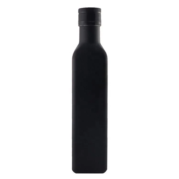 Diseño a medida botella de aceite de Oliva Negro mate 250ml 500ml 750ml Botella de vidrio con tapa metálica