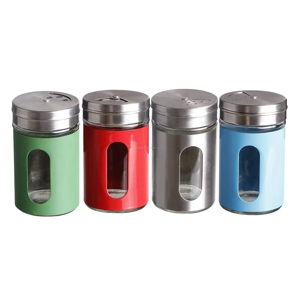 Wholesale/Supplier Stainless Steel Salt and Pepper Storage Containers Bottle Shaker Glass Spice Jar Set