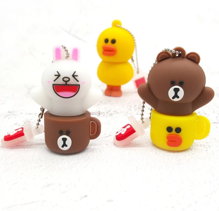 Promotional Gift Brown Bear Customized 2D/3D PVC Cartoon USB Flash Disks/Pen Drive/USB Flash Drive/USB Flash Memory/USB Pen Drive