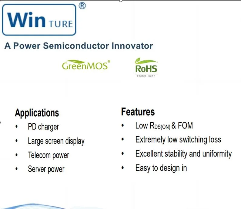 Server Power RoHS 1/3 de costo de nitruro de galio (GaN) Dispositivo en las operaciones de alta frecuencia Super Si Oss65r340DF252 Mosfet