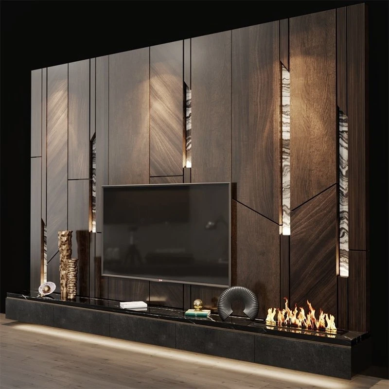 High-Gloss Storage Wall Mounted Wood TV Stand Electric Fireplaces Sets Electronic Fireplace