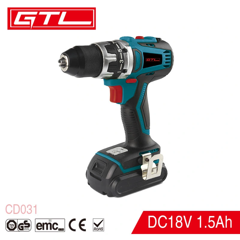 18V 1.5ah Battery Lithium Cordless Drill Tools Brushless Motor Lithium Cordless Drill with LED Light (CD031)