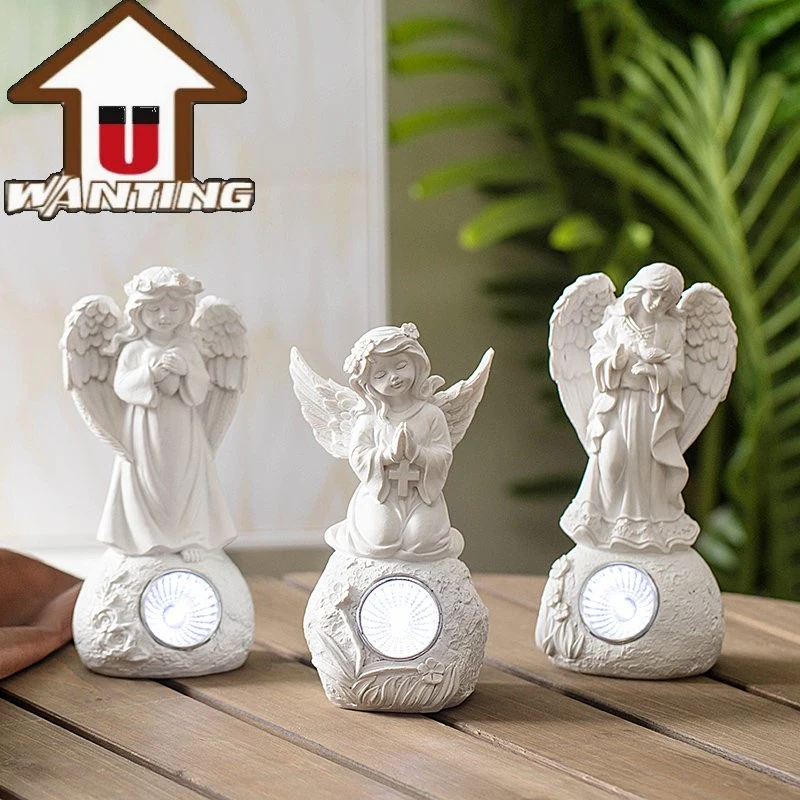 Solar Light Outdoor Decoration White Angel Wedding Garden LED Lighting Home Decor