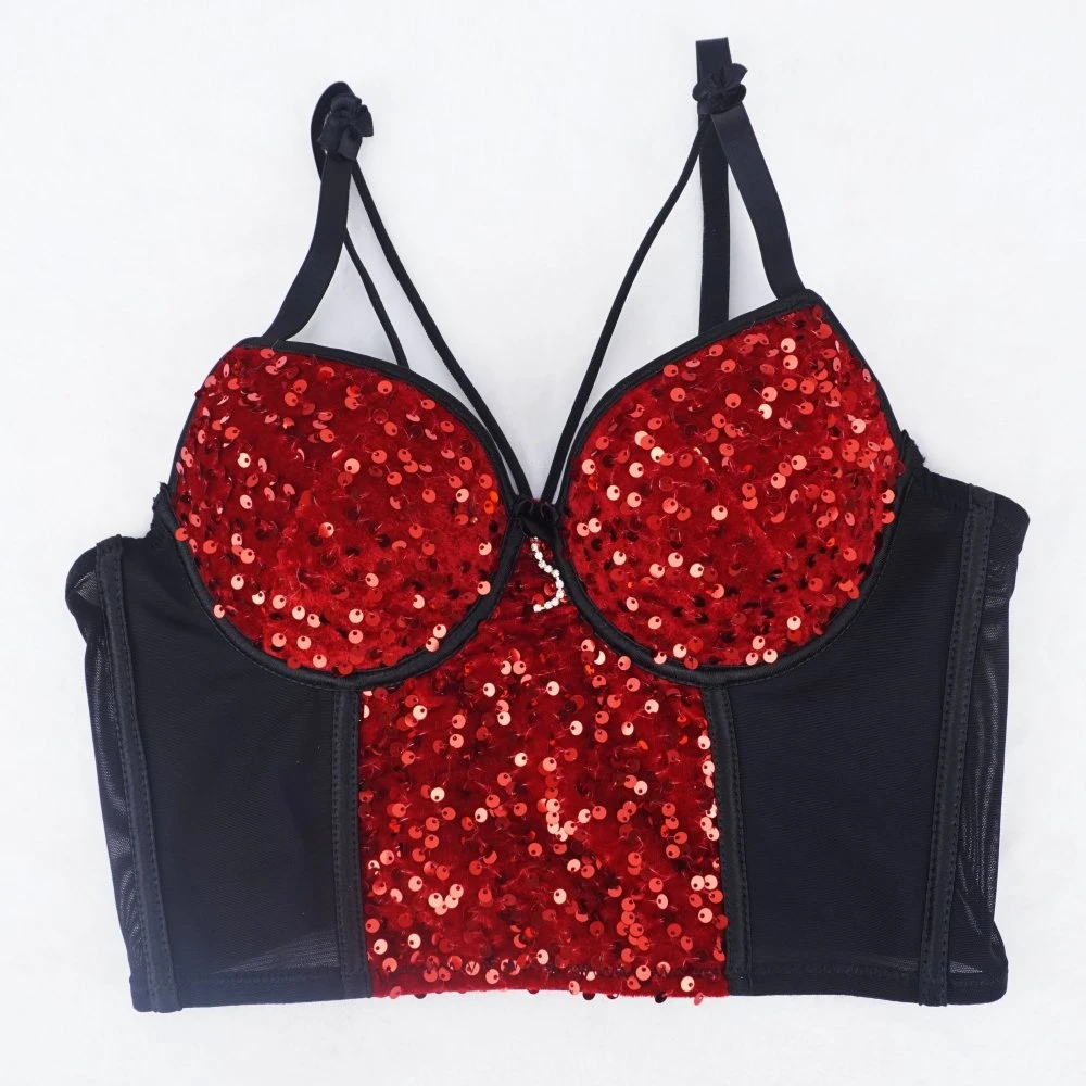 European e American Fashion Sexy Top crap Red Hot Nightclub Soutien de peixe e osso de peixe