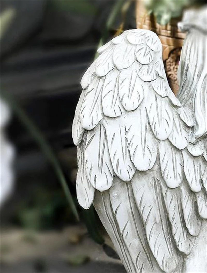 Chica leyendo Figurita personalizada mano Carving Little Angel resina Escultura