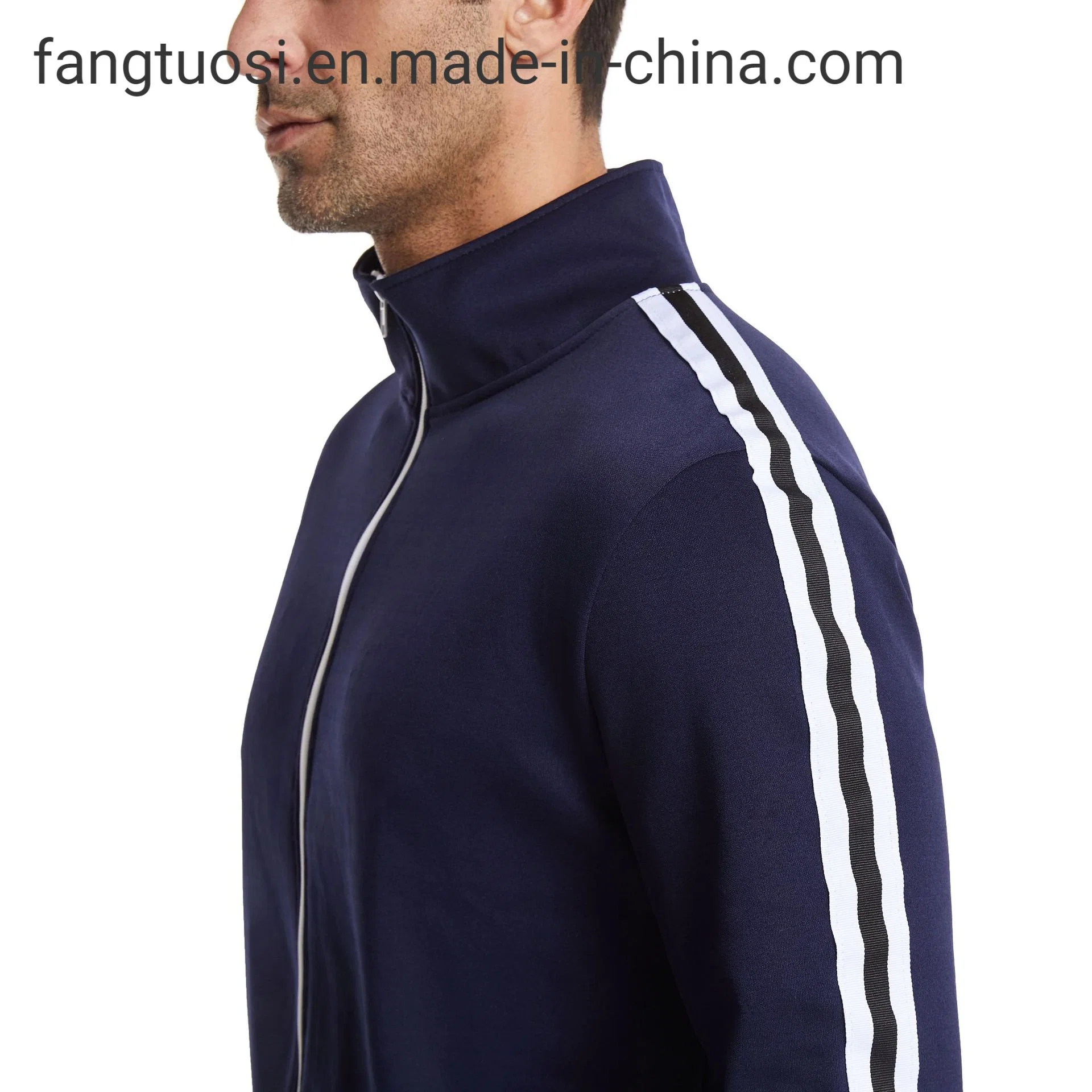 Faible MOQ Vêtements de sport de fitness de couleur unie Vêtements de sport de course d'entraînement Vêtements de sport de fitness Veste de sport à fermeture éclair complète pour homme avec poches