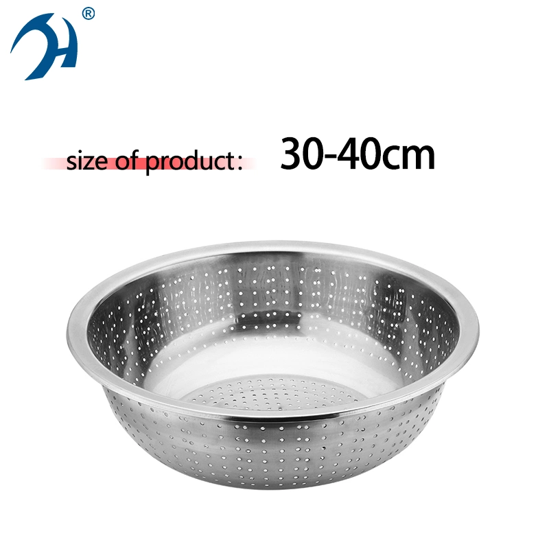 Multiple Size Commercial Kitchen Large Stainless Steel Mixing Bowl Round Basket Colander