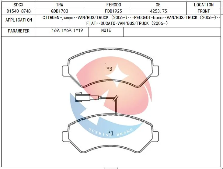 Sdcx D1540 77366023 Cost-Effective Manufacturer Genuine Ceramic Front Brake Pad for Car