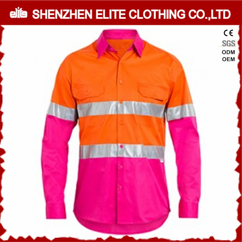 Ladies Pink Navy Hi Vis Cotton Reflective Workwear