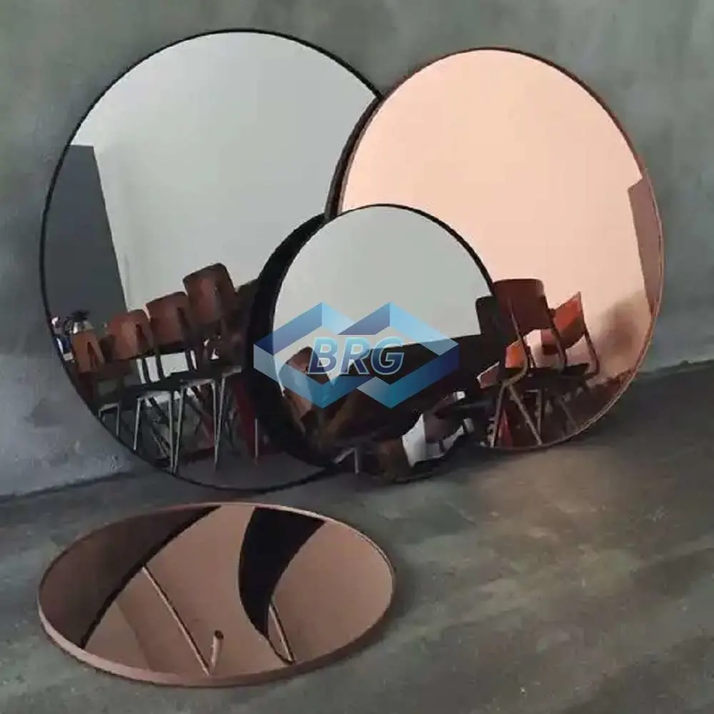 Modern Rectangle Round Irregular Silver Bathroom Mirror