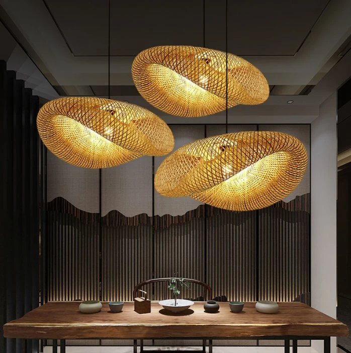 Bamboo Japanese Creative Chandelier Indoor Restaurant Living Room Lobby Lamps