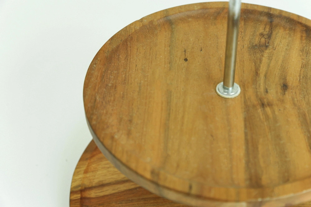 Présentoir à gâteaux en forme de tasse à bois à 2 niveaux, présentoir à gâteaux en acacia, fruits Exposition de desserts pour mariage