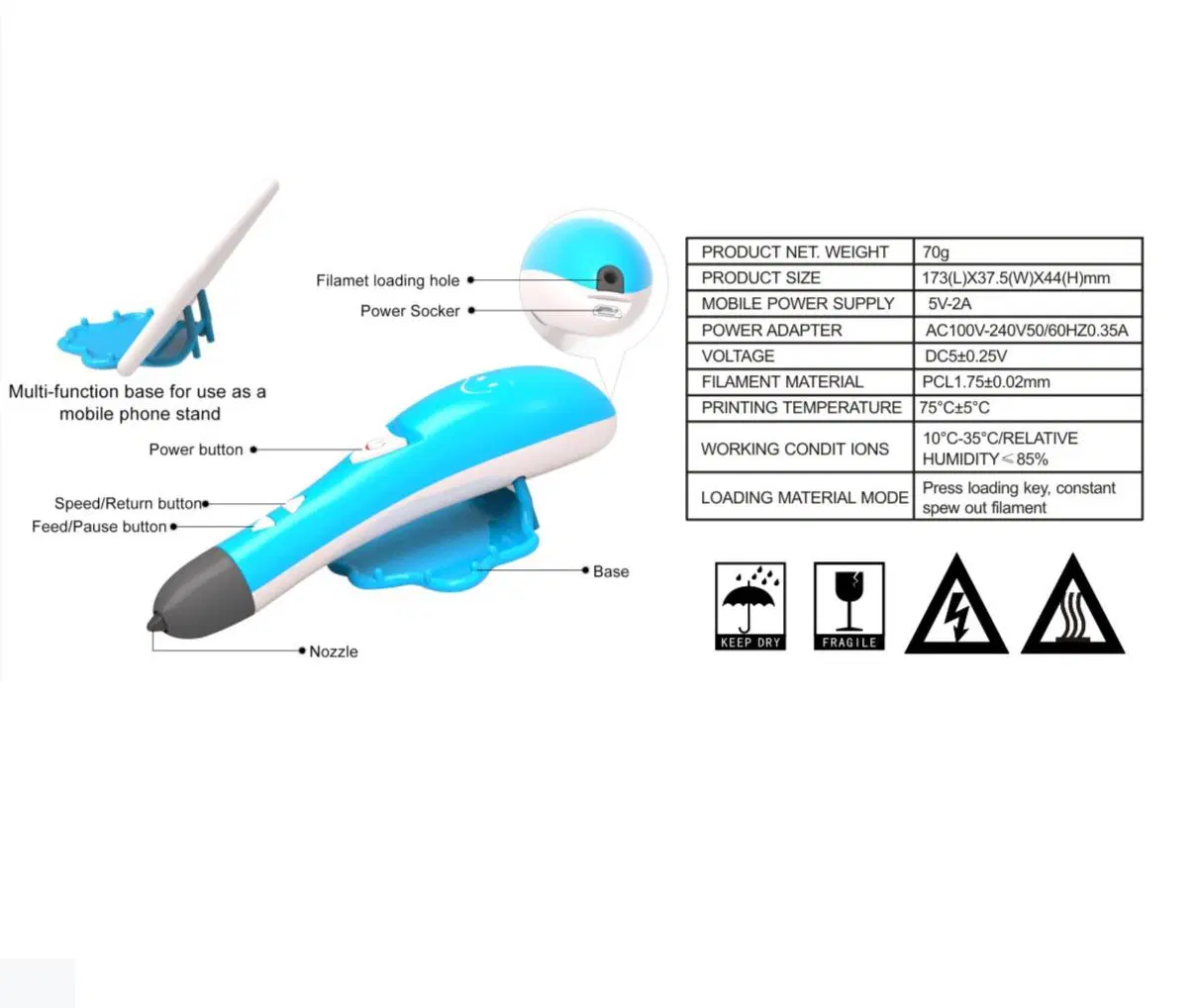 New Low Temperature 3D Printing Filament Refills 3D Idrawing Pen Filament 1.75mm 3D Printing High quality/High cost performance  Pcl Filament DIY Creation Gift 3D Pen