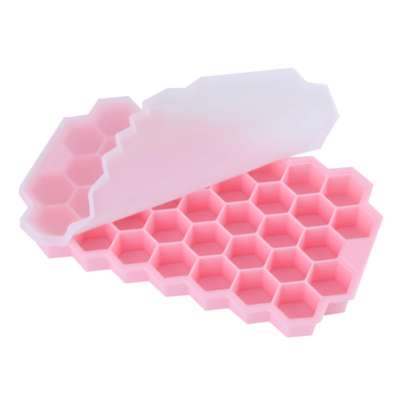 37 Cells Honeycomb Shaped Silicone Silicone Ice Cube Tray Mold with Lid