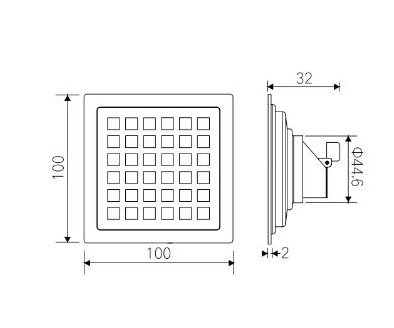 Square Shower Floor Drain with Removable Cover Grid Grate