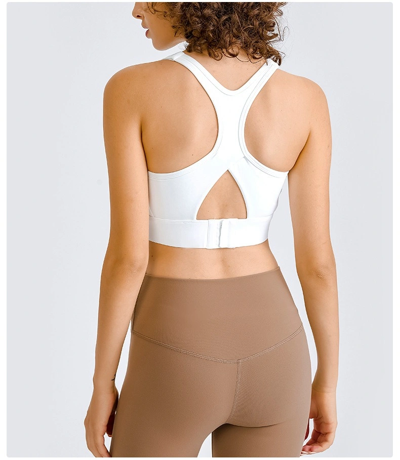 Tres hileras hebilla Deportes de alta resistencia a prueba de golpes ropa interior Lady Back ahuecada Hermosa espalda Deportes Sujetador Entrenamiento ropa de fitness Ssdq0747