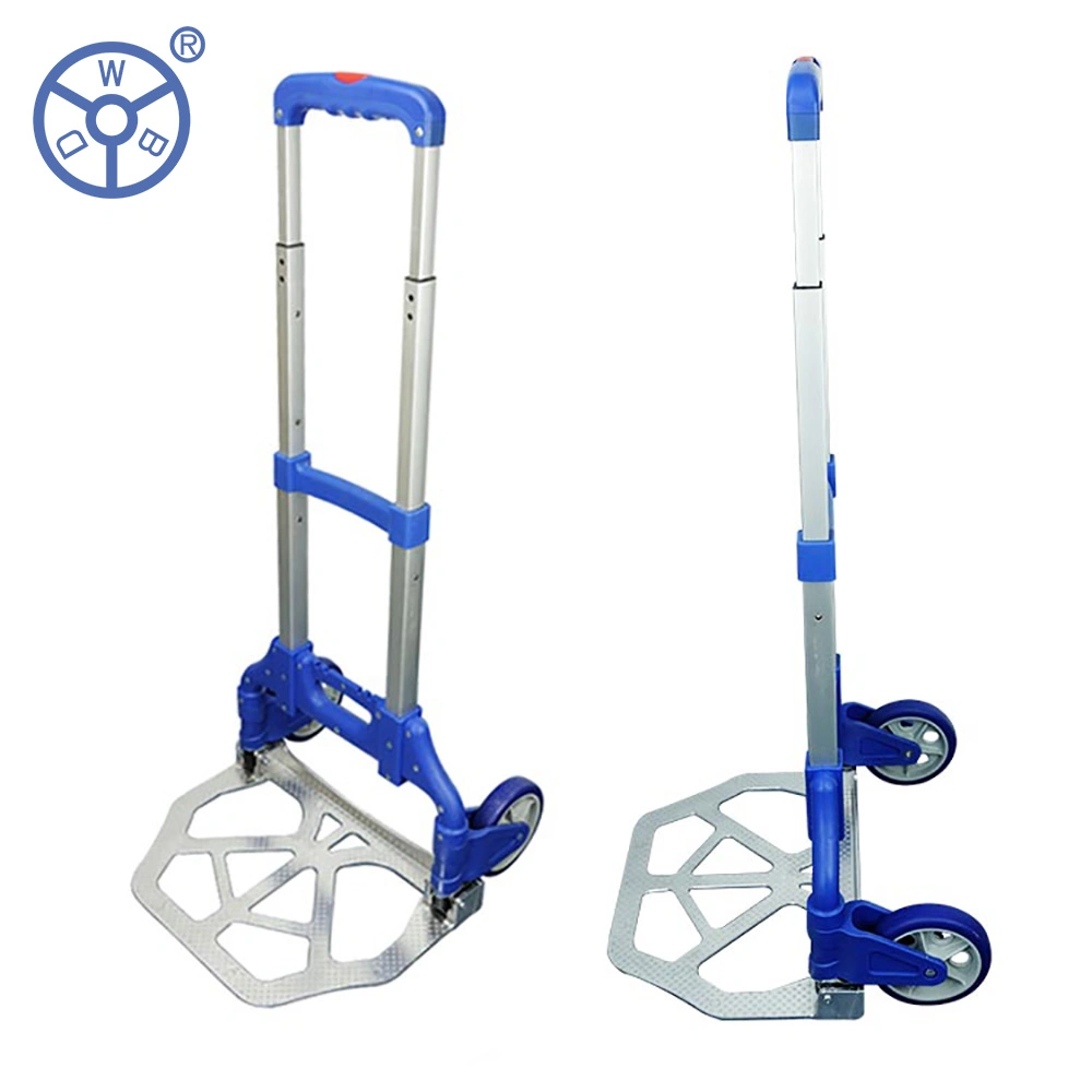 Wbd High quality/High cost performance  Blue/Black 400kg Plastic Foldable Square T Transport Hand Trolley