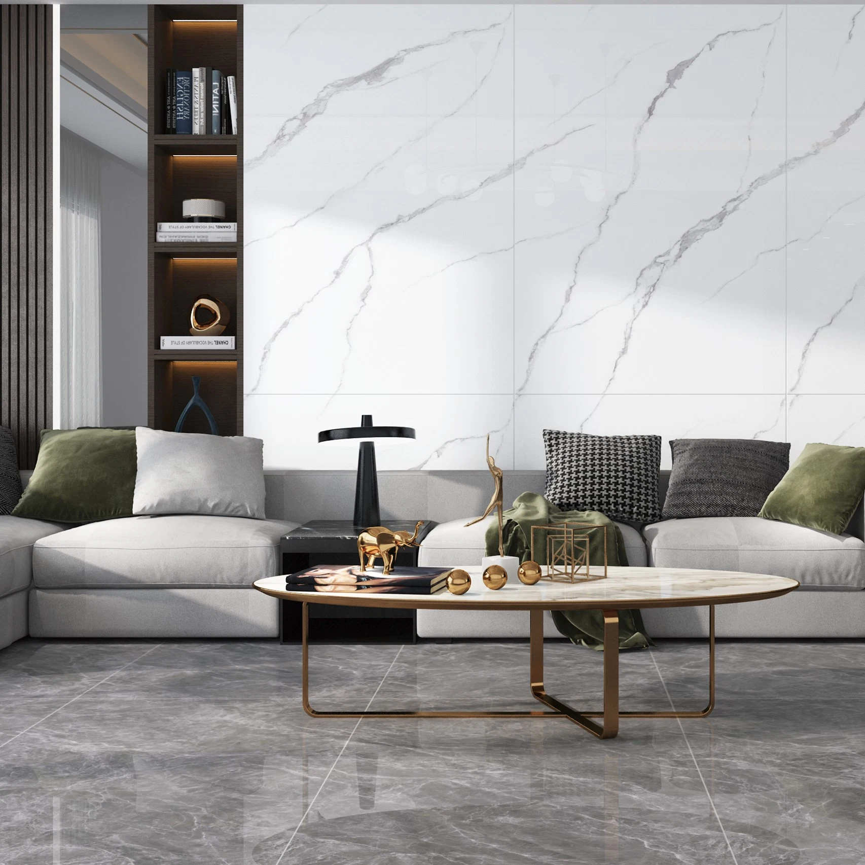 Factory Glossy Glazed Marble Porcelain Big Floor Tiles 900X1800mm (36"X72") Full Body