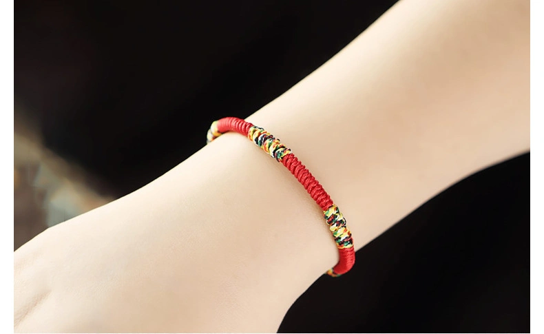 Handmade Woven Colorful Rope Red Rope Bracelet Five-Color Line Diamond Knot Bracelet Dragon Boat Festival Hand Rope Men and Women Accessories