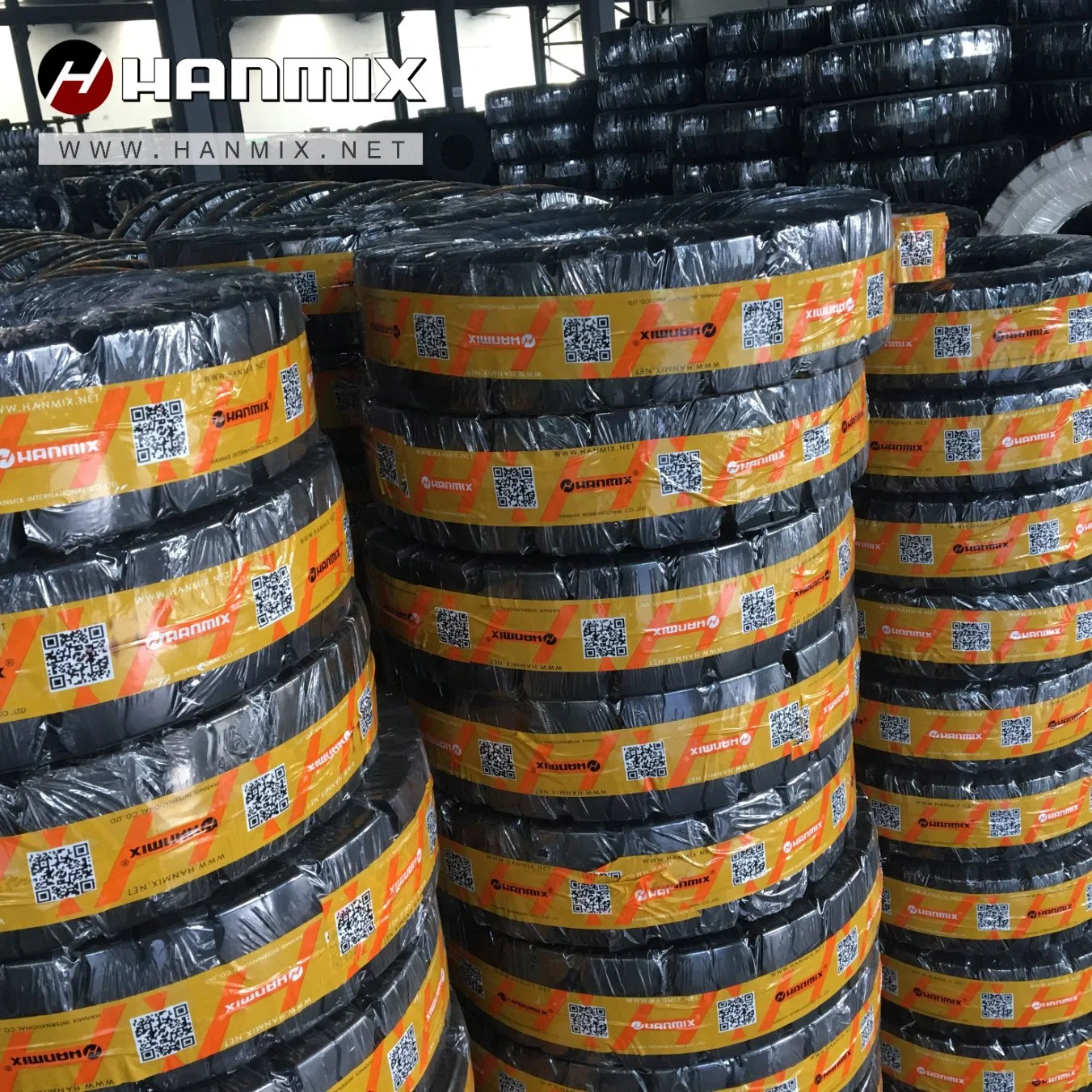 Hanmix Pneumatic Industrial Press-on Non-Marking Solid Forklift Tyres 16X6-8 18X7-8 200X50-10 21X8-9 23X9-10