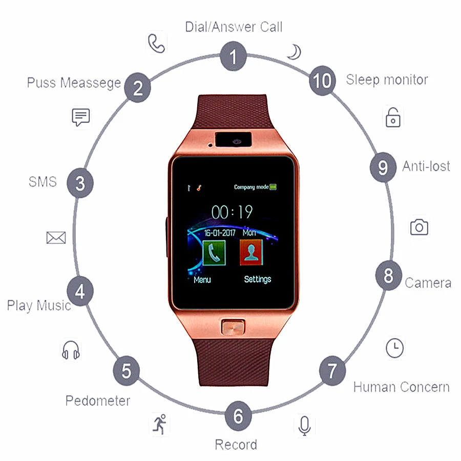 Screen Fitness Tracker Intelligente mit SIM-Karten Kamera Bluetooth Armbanduhr Smart Watch