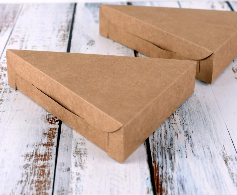 Custom Small Piece Triangular Pizza Box Printed on Kraft Paper