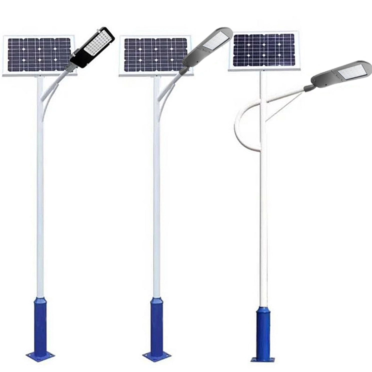 مصباح الشارع الشمسي LED عالي الطاقة مع قطب HDG معتمد من CE RoHS بقوة 30 واط و 40 واط و 60 واط و 70 واط و 80 واط و 100 واط و 120 واط للإضاءة الخارجية.