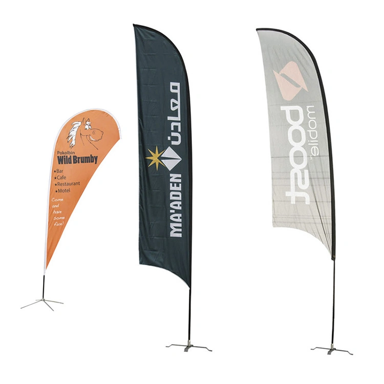 Outdoor Double Sided Printed Promotion Advertising Flying Beach Feather Teardrop Banner Flag