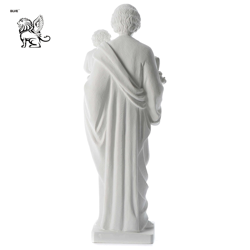 Church Outside Decoration Hand Carving Life Size Saint Joseph White Marble Sculpture Mfsb-12