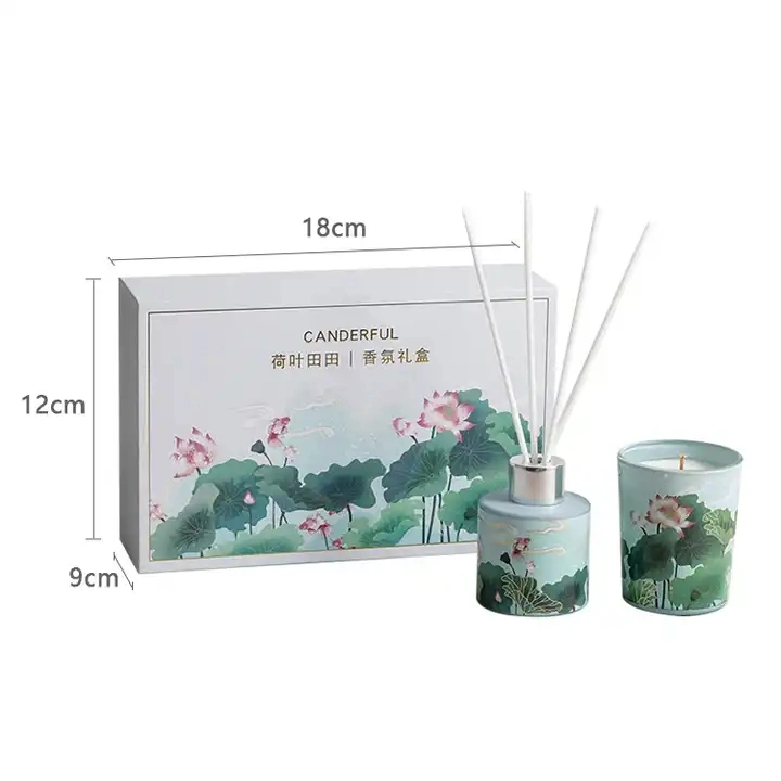 Aromatherapy Low Temperature Long-Lasting Romance Fragrance Ceramic Reed Diffuser and Candle Gift Set for Home and Bedroom