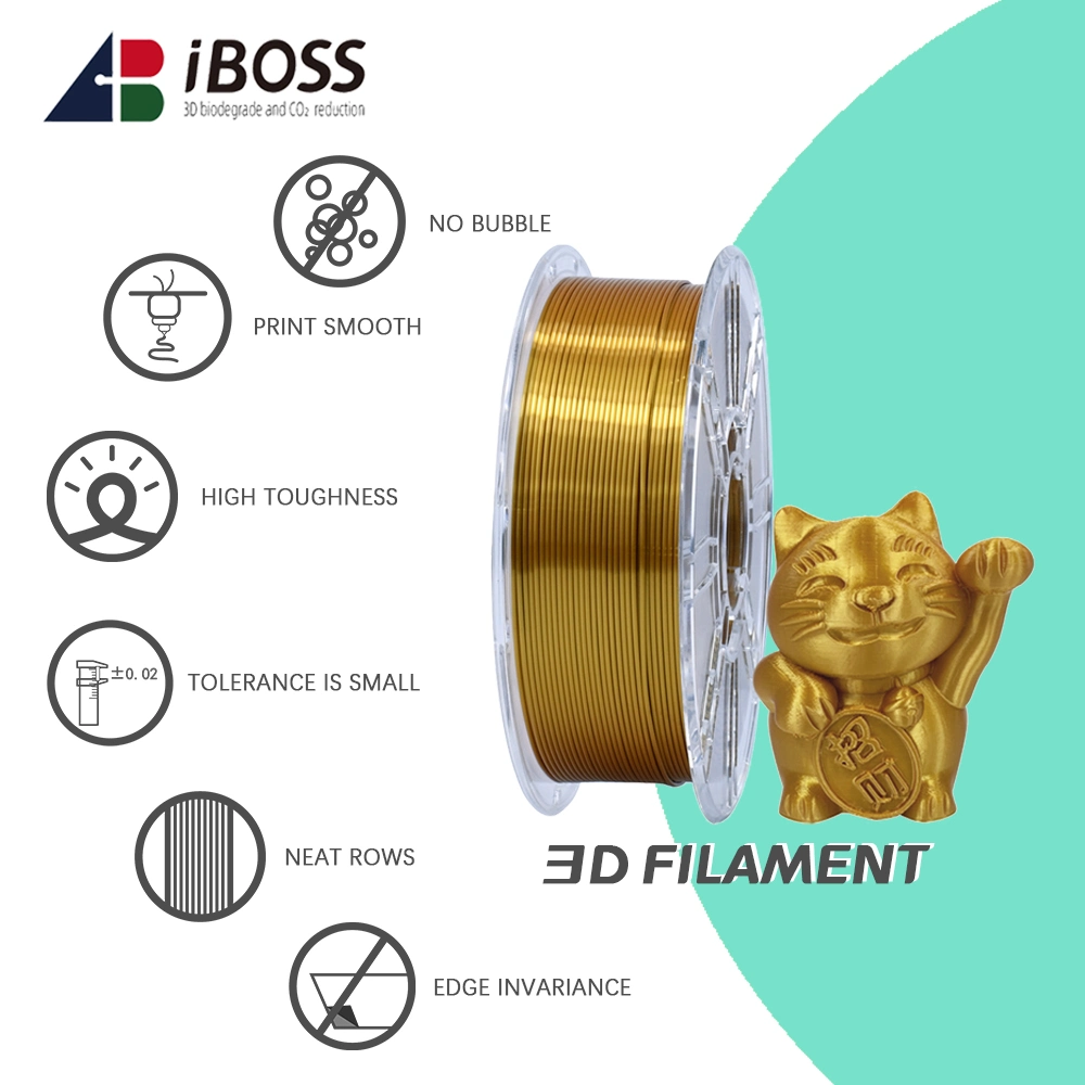 Rendimiento de alta calidad/alto costo Alta tenacidad para impresora Silk Gold PLA 3D Filamento