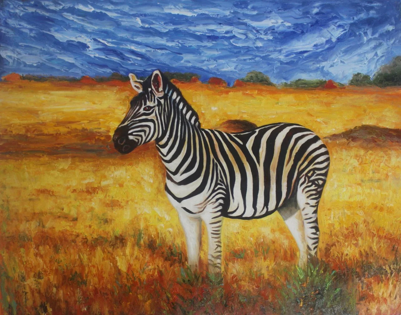 Modern Decorative Zebra Acrylic Oil Painting for Hotel Wall Art