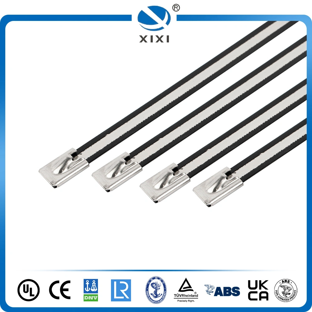 Stainless Steel Cable Tie---304 316 Nylon 11 PPA 571 Ball Lock Semi Coated Tie 4.6&7.9mm